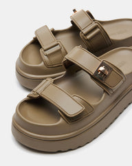 BIGSCHMONA JELLY Olive Women's Platform Slide Sandal | Steve Madden US
