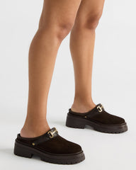 ERBA Brown Suede Platform Lug Slingback Clog Women's Flat | Steve Madden outlet