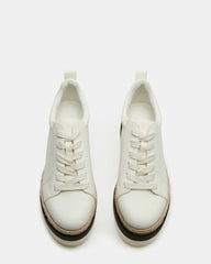 STRECKER White Platform Women's Low-Top Lace-Up Sneaker | Steve Madden on Sale