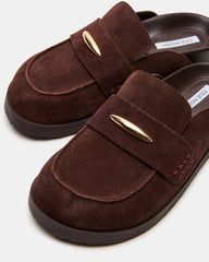 TOBIN Brown Suede Slip-On Mule Women's Flat | Steve Madden online