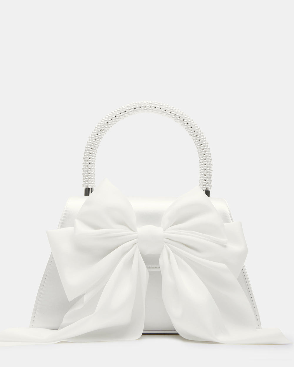 COSETTE Bag White Satin Beaded Top-Handle Mini Handbag | Steve Madden for Sale