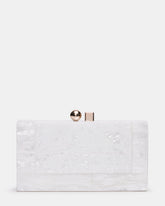 CAMILAA Bag White Geometric Pearlescent Minaudiere Crossbody Clutch Handbag | Steve Madden US