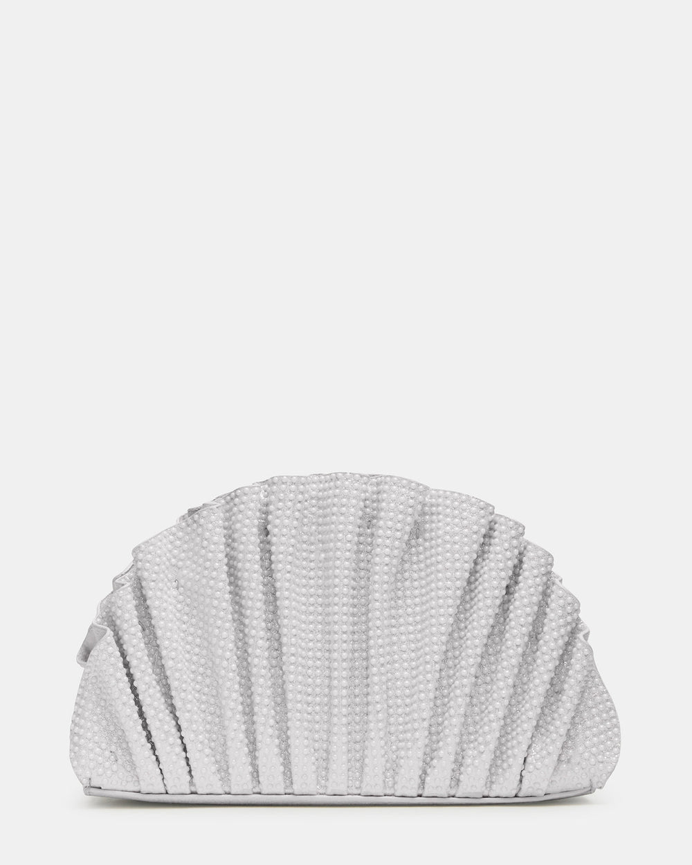 DELMAR Bag White Ruffled Pleated Semi-Circle Crossbody Clutch Handbag | Steve Madden outlet