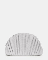 DELMAR Bag White Ruffled Pleated Semi-Circle Crossbody Clutch Handbag | Steve Madden outlet