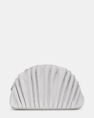 DELMAR Bag White Ruffled Pleated Semi-Circle Crossbody Clutch Handbag | Steve Madden outlet