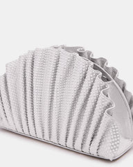 DELMAR Bag White Ruffled Pleated Semi-Circle Crossbody Clutch Handbag | Steve Madden outlet