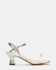 Kids' MERRY Silver Girls' Square-Toe Rhinestone Heel | Steve Madden discount
