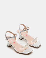 Kids' MERRY Silver Girls' Square-Toe Rhinestone Heel | Steve Madden discount