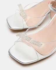 Kids' MERRY Silver Girls' Square-Toe Rhinestone Heel | Steve Madden discount
