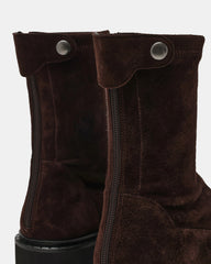 MYER Brown Suede Round-Toe Zipper Closure Women's Ankle Boot | Steve Madden online