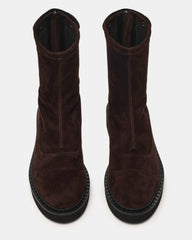 MYER Brown Suede Round-Toe Zipper Closure Women's Ankle Boot | Steve Madden online