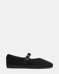 VELMA Black Velvet Mary Jane Gold-Detail Buckle Women's Flat | Steve Madden for Sale