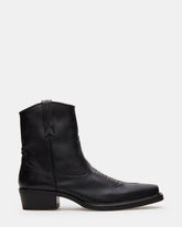 SANDERSON Black Leather Square-Toe Western Men's Ankle Boot | Steve Madden US