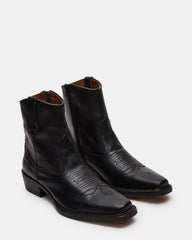 SANDERSON Black Leather Square-Toe Western Men's Ankle Boot | Steve Madden US