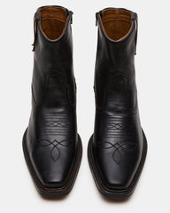 SANDERSON Black Leather Square-Toe Western Men's Ankle Boot | Steve Madden US