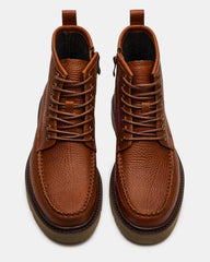 DAEL Brown Leather Lace-Up Men's Ankle Boot | Steve Madden Sale