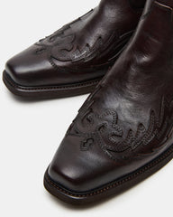 SANTANA Dark Brown Western Men's Ankle Boot | Steve Madden Sale