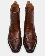 SANTANA Brown Leather Western Men's Ankle Boot | Steve Madden for Sale