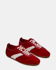 JUNA Red Low-Top Lace-Up Stripe Men's Sneaker | Steve Madden Sale