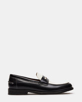 NATAN Black/ White Leather Men's Slip-On Dress Loafer | Steve Madden on Sale
