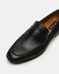BISCUIT Black Leather Slip-On Men's Dress Loafer | Steve Madden outlet