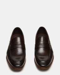 LIGHTNING Brown Leather Round-Toe Slip-On Men's Loafer | Steve Madden outlet
