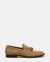 LOGAN Taupe Suede Tassel Slip-On Men's Loafer | Steve Madden on Sale