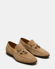 LOGAN Taupe Suede Tassel Slip-On Men's Loafer | Steve Madden on Sale