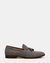LOGAN Light Grey Suede Tassel Slip-On Men's Loafer | Steve Madden near me