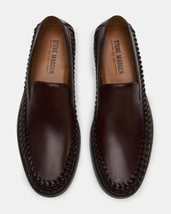 NAPOLI Brown Leather Slip-On Woven Men's Loafer | Steve Madden online
