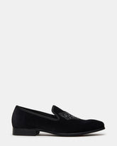 FINN Black Velvet Rhinestone Fox Head Design Slip-On Men's Loafer | Steve Madden US