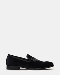 FINN Black Velvet Rhinestone Fox Head Design Slip-On Men's Loafer | Steve Madden US