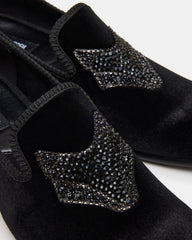 FINN Black Velvet Rhinestone Fox Head Design Slip-On Men's Loafer | Steve Madden US