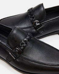 CHAPLIN Black Leather Woven-Strap Buckle Slip-On Men's Loafer | Steve Madden outlet
