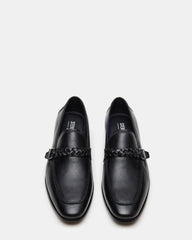 CHAPLIN Black Leather Woven-Strap Buckle Slip-On Men's Loafer | Steve Madden outlet