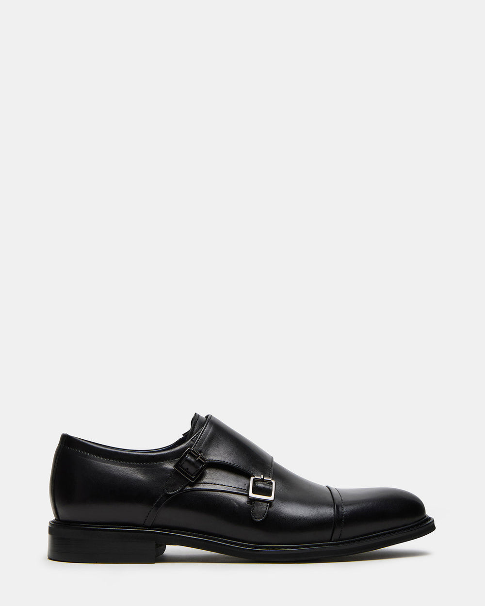 HARAN Black Leather Men's Buckle Strap Dress Shoe | Steve Madden discount