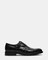 HARAN Black Leather Men's Buckle Strap Dress Shoe | Steve Madden discount