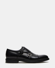 HARAN Black Leather Men's Buckle Strap Dress Shoe | Steve Madden discount