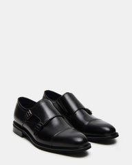 HARAN Black Leather Men's Buckle Strap Dress Shoe | Steve Madden discount