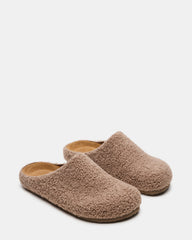 WENDELIN Taupe Faux Shearling Footbed Slip-On Men's Casual Clog | Steve Madden on Sale