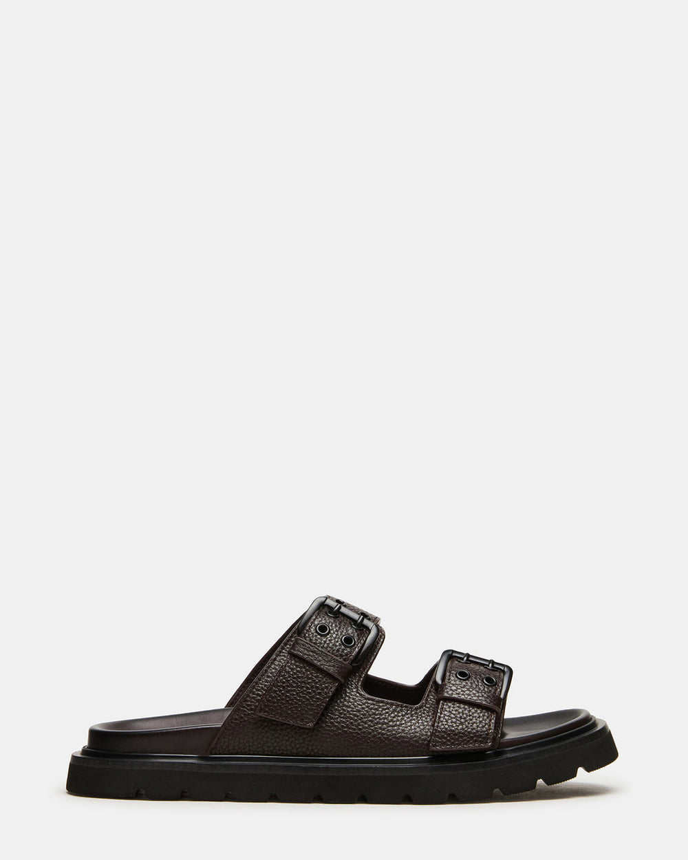 LUXOR Dark Brown Slide Footbed Men's Sandal | Steve Madden on Sale