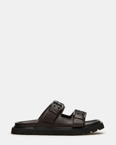 LUXOR Dark Brown Slide Footbed Men's Sandal | Steve Madden on Sale