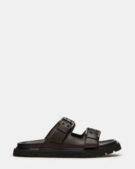 LUXOR Dark Brown Slide Footbed Men's Sandal | Steve Madden on Sale