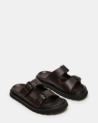 LUXOR Dark Brown Slide Footbed Men's Sandal | Steve Madden on Sale