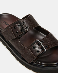 LUXOR Dark Brown Slide Footbed Men's Sandal | Steve Madden on Sale