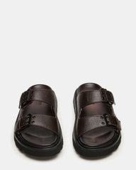 LUXOR Dark Brown Slide Footbed Men's Sandal | Steve Madden on Sale