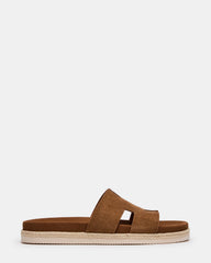 MERRICK Cognac Suede Footbed Slide Men's Sandal | Steve Madden online