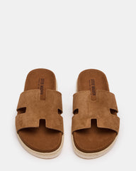 MERRICK Cognac Suede Footbed Slide Men's Sandal | Steve Madden online