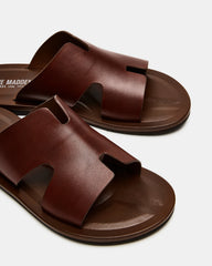 SPLASH Tan Leather Men's Flat Slip-On Sandal | Steve Madden on Sale