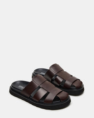 BLAZET Brown Leather Footbed Fisherman Men's Sandal | Steve Madden near me